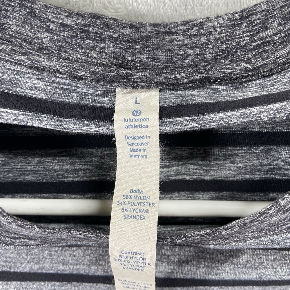 Lululemon Shirt men's Large Long Sleeve Performance Tee Striped Crew Neck Casual - Picture 3 of 11